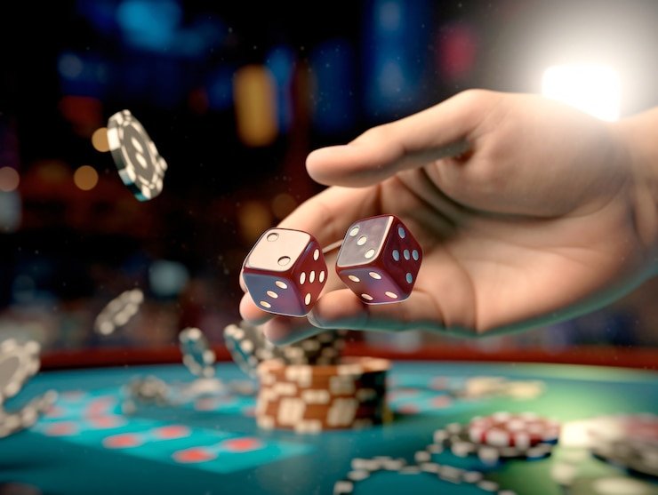 Layar permainan Three Card Poker dengan tangan pemain